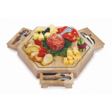 Picnic Plus by Spectrum Bergamo Wooden Cheese Board with 4 Cheese Knives PICI1227